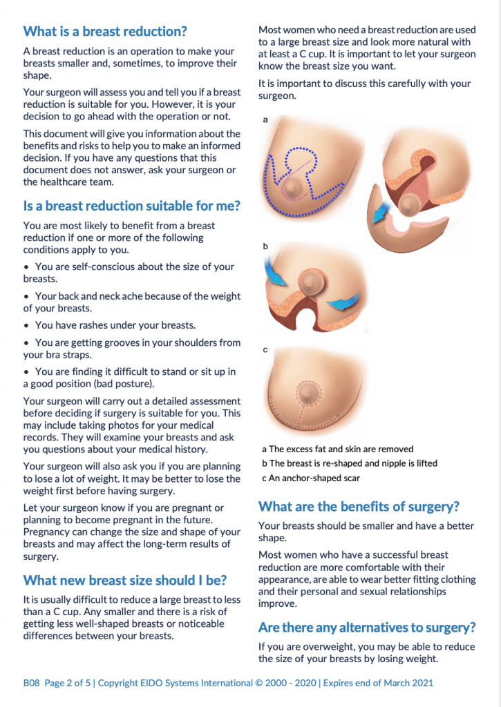 Breast Reduction with David Oliver Cosmetic Surgery - Ramsay Health Information Leaflet